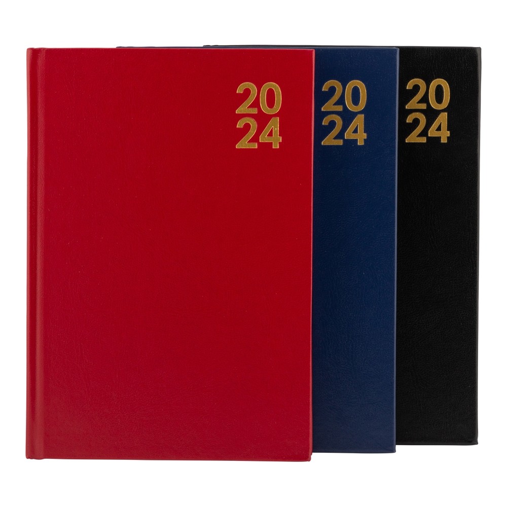 A5 HARD BACK DIARY - BLACK, BLUE & RED