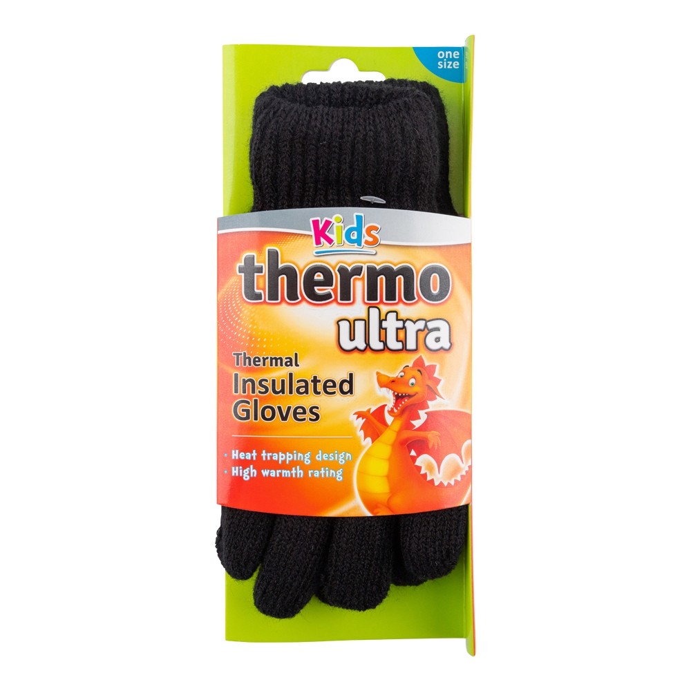 KIDS BLACK THERMO ULTRA GLOVES
