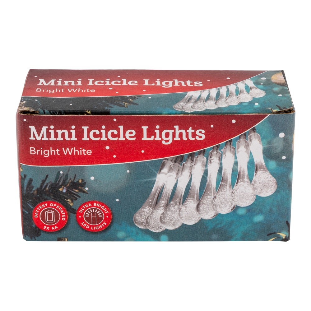 MINI ICICLE LIGHTS - BRIGHT WHITE