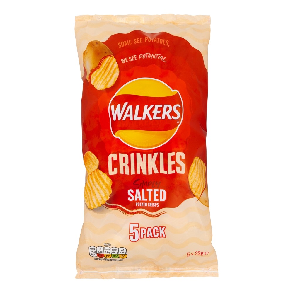 WALKERS CRINKLES SIMPLY SALTED -  5 PACK
