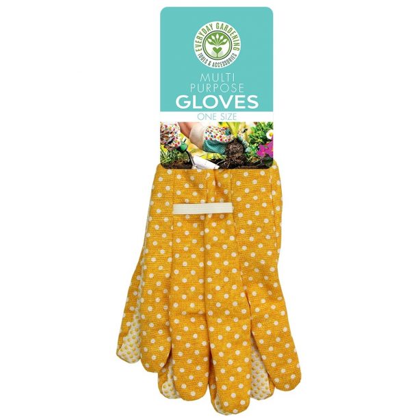 A pair of yellow gardening gloves from Poundstretcher