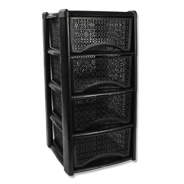 black 4 drawer storage